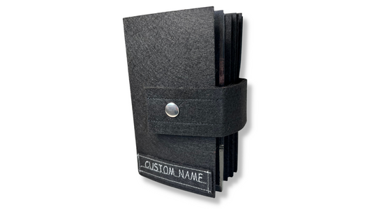 Custom Name Tag Premium BLACK Felt Pin Book (Black Cover)
