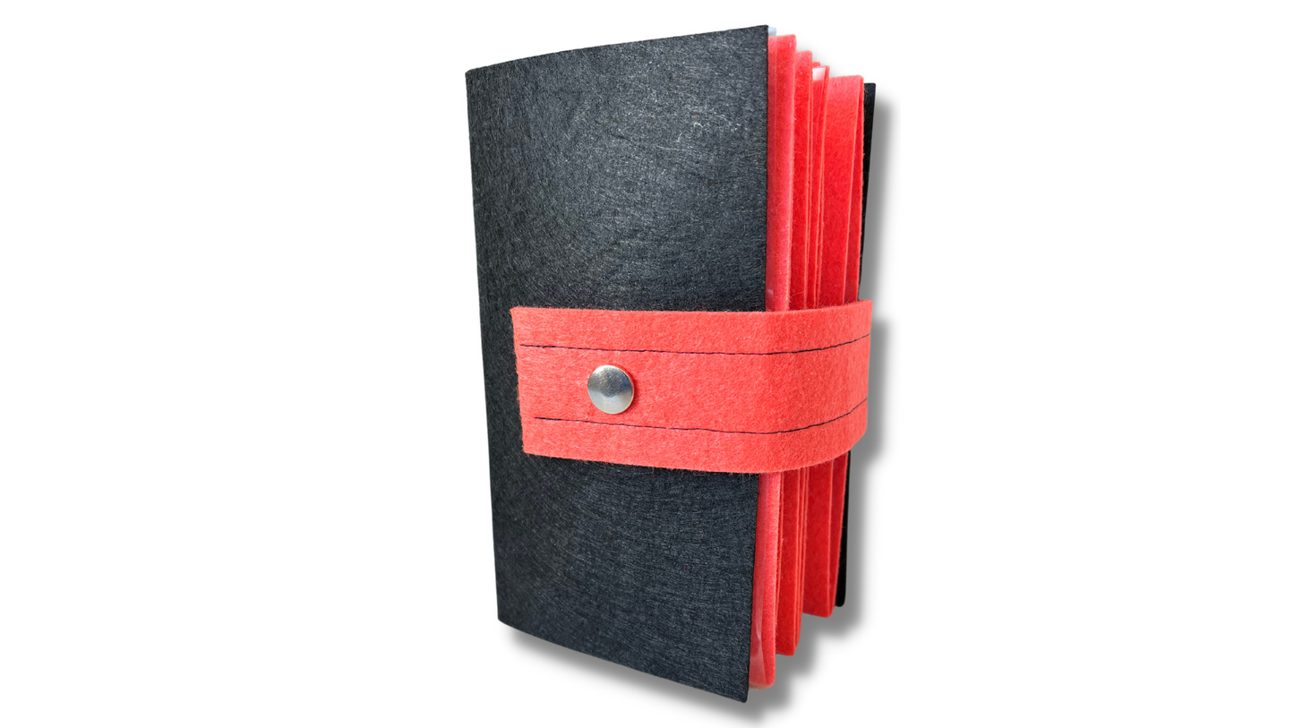 Premium ORANGE Felt Pin Book (Black Cover)