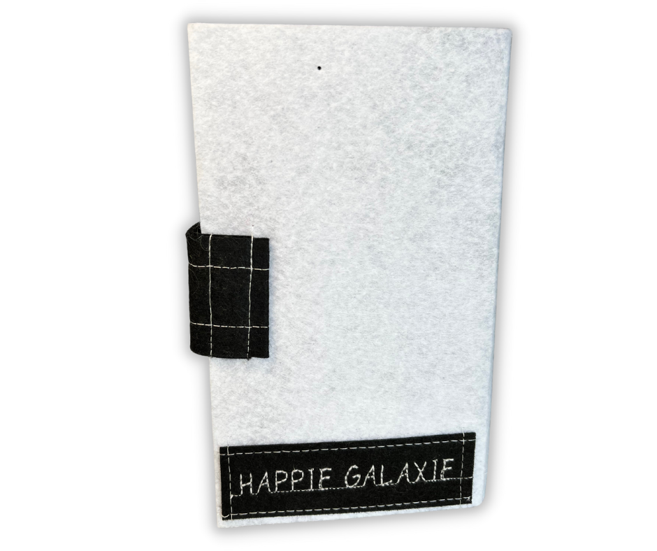 Custom Name Tag Premium BLACK Felt Pin Book (White Cover)