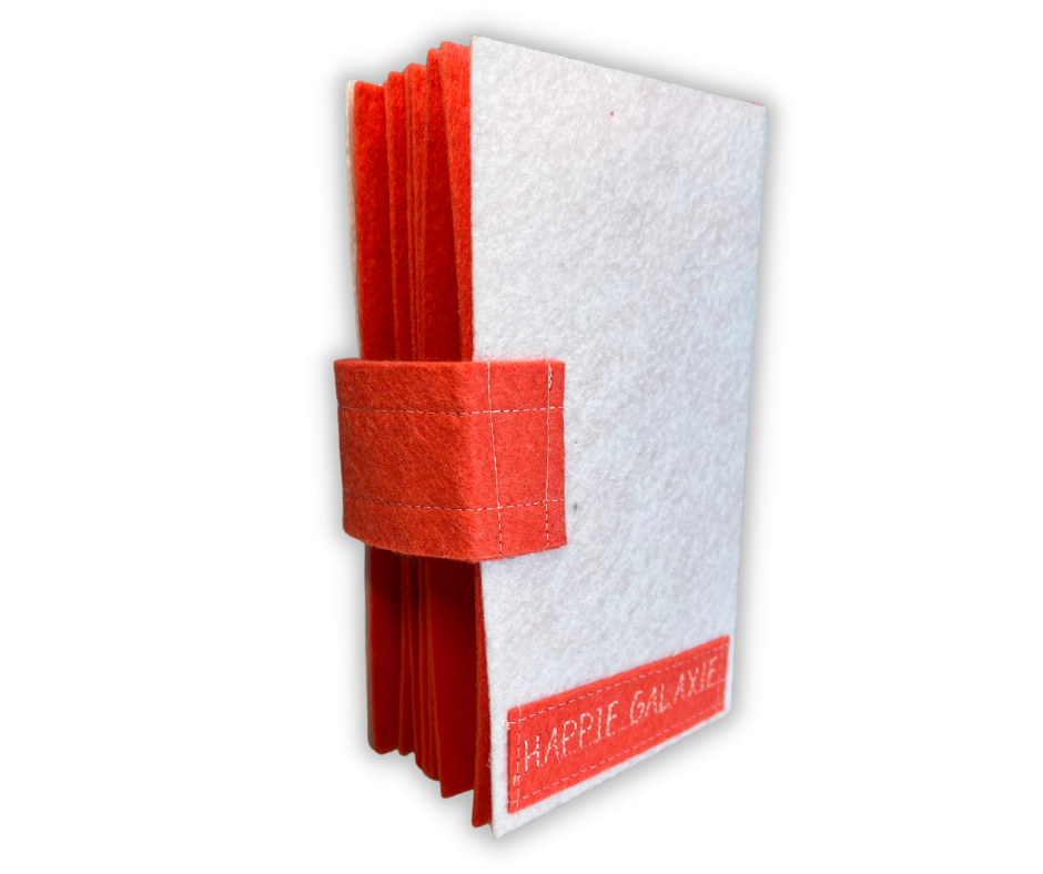 Custom Name Tag Premium ORANGE Felt Pin Book (White Cover)