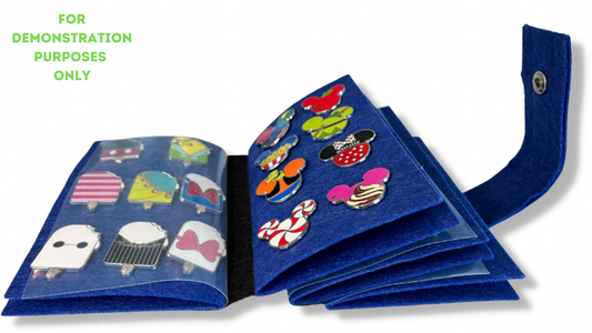Premium BLACK/BLUE Felt Pin Book (Black Cover)