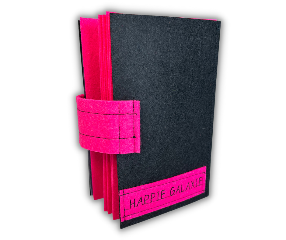Custom Name Tag Premium PINK Felt Pin Book (Black Cover)