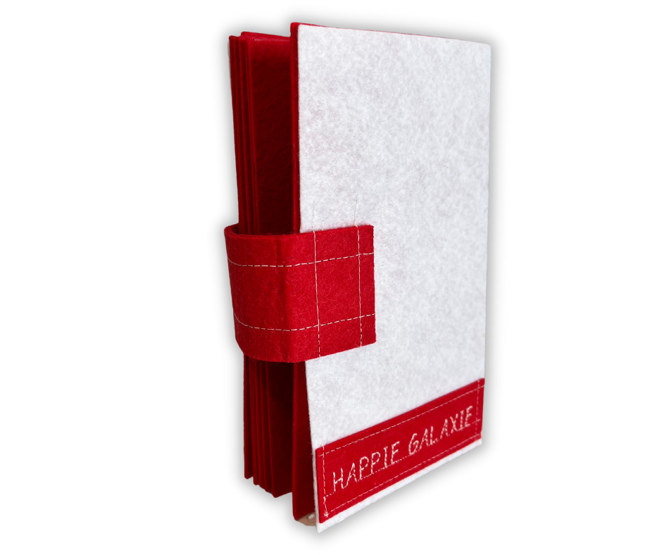 Custom Name Tag Premium RED Felt Pin Book (White Cover)