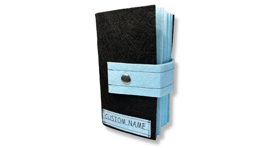 Custom Name Tag Premium SKY Felt Pin Book (Black Cover)