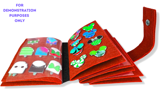 Premium BLACK/RED Felt Pin Book (Black Cover)