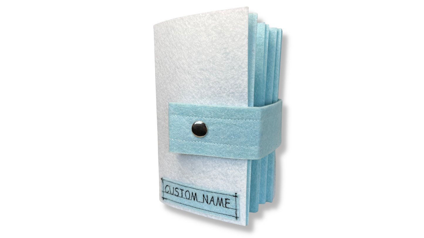 Custom Name Tag Premium SKY Felt Pin Book (White Cover)