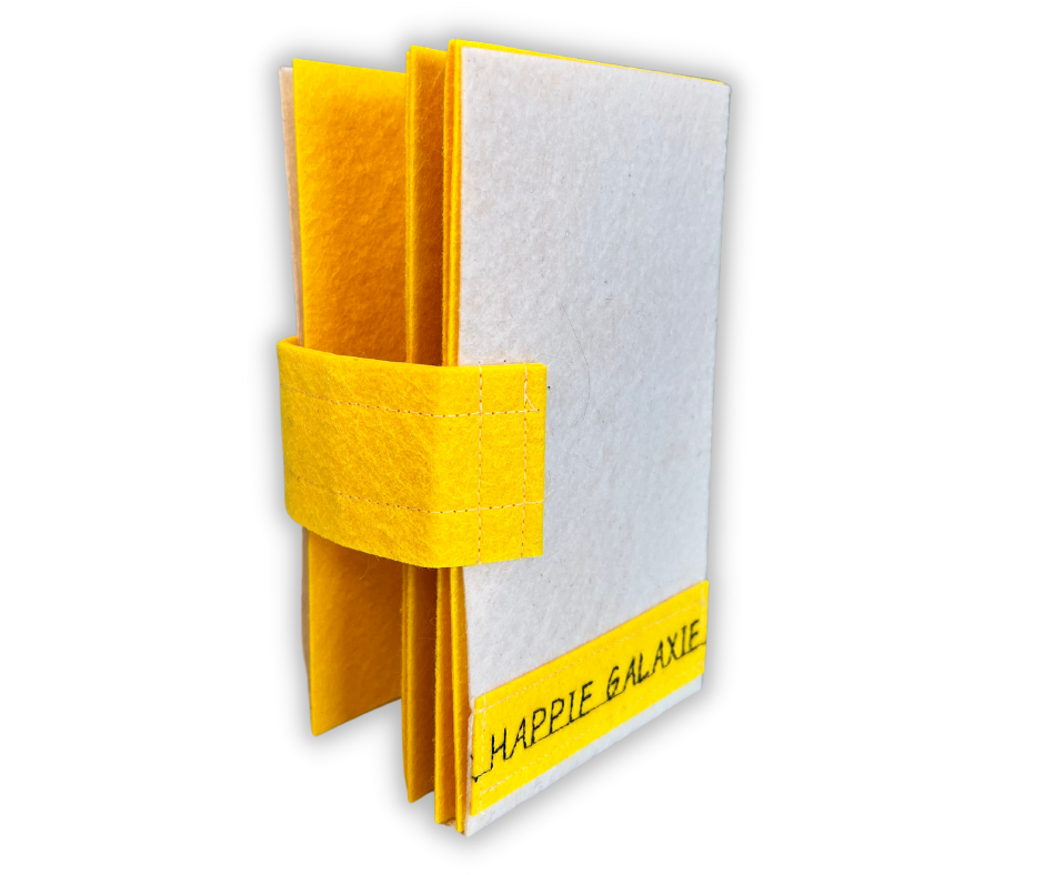 Custom Name Tag Premium YELLOW Felt Pin Book (White Cover)