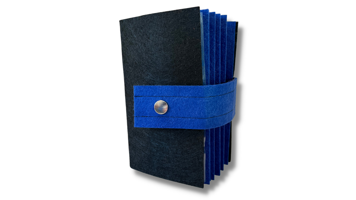 Premium BLACK/BLUE Felt Pin Book (Black Cover)