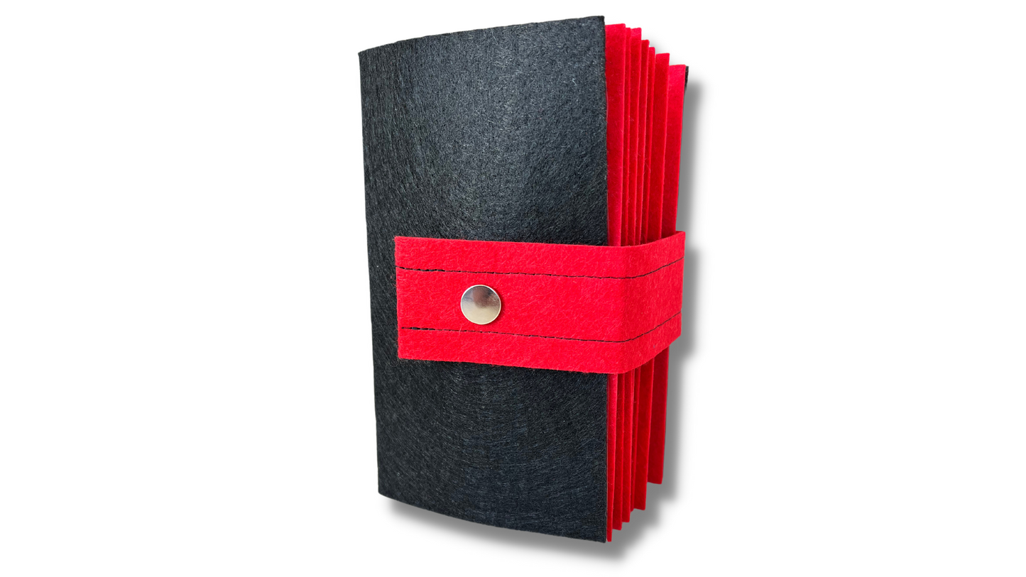 Premium RED Felt Pin Book (Black Cover)