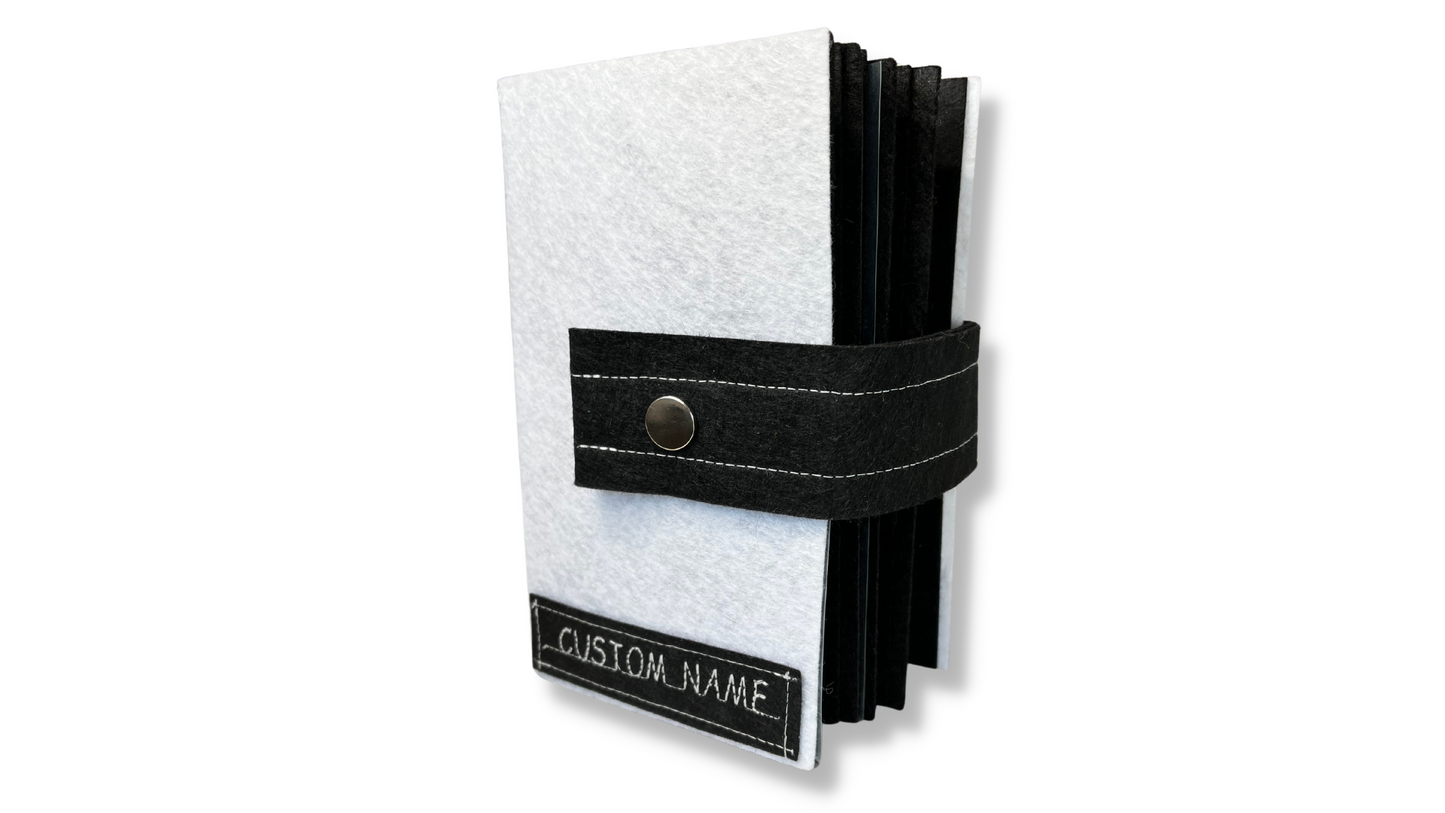 Premium BLACK Felt Pin Book (White Cover) – Happie Galaxie
