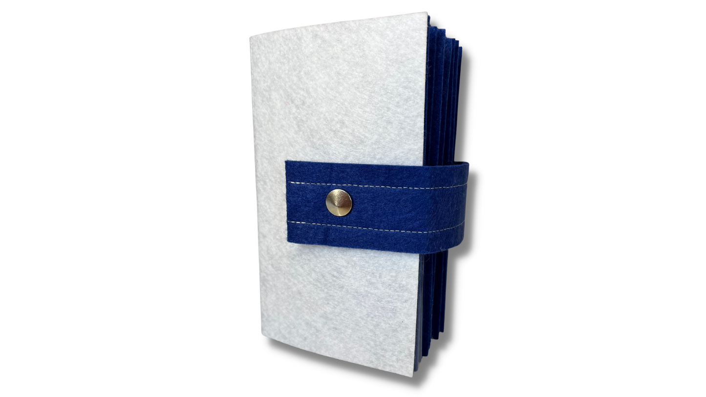 Premium BLUE Felt Pin Book (White Cover)