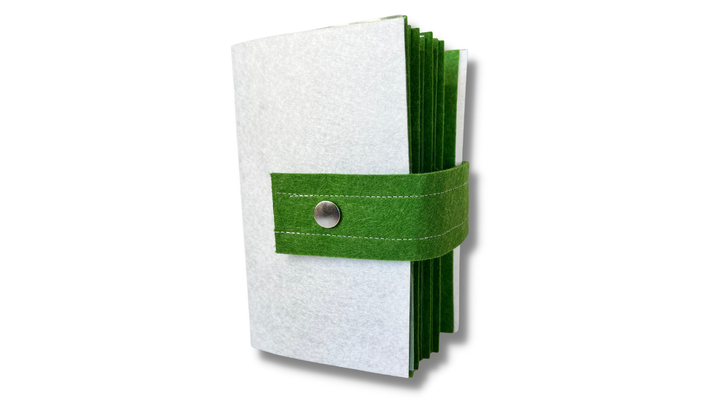 Premium GREEN Felt Pin Book (White Cover)