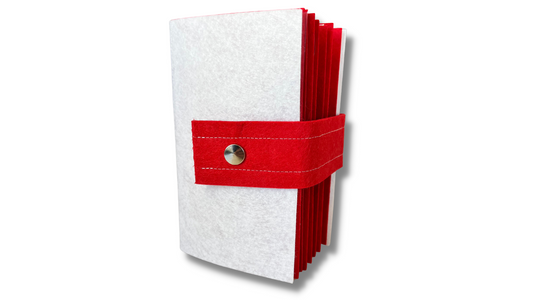 Premium RED Felt Pin Book (White Cover)